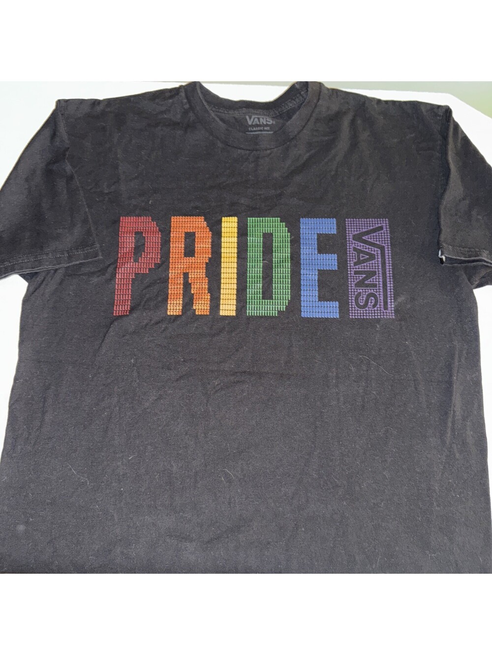Vans PRIDE LGBTQ+ Rainbow Black Short Sleeve T-Shirt Size Unisex Medium